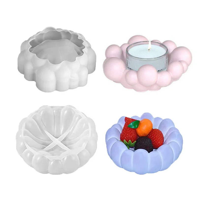 

1pc Irregular Bubble Cloud Tray Aromatherapy Candle Cup Candlestick Gypsum Resin Candle Silicone Mold