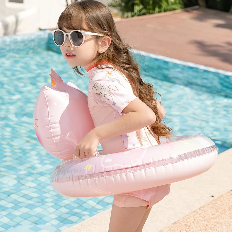 Juguetes inflables para niños, anillo de natación, corona, gato, Fiesta EN LA Piscina de verano, círculo flotante inflable con mango, juguetes acuáticos para niños
