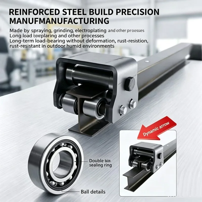 Heavy I-beam Track Trolley Rollers, 3/4/5 Wheels Steel Nylon Guide Rail Pulleys For Industrial Lifting Equipment Applications