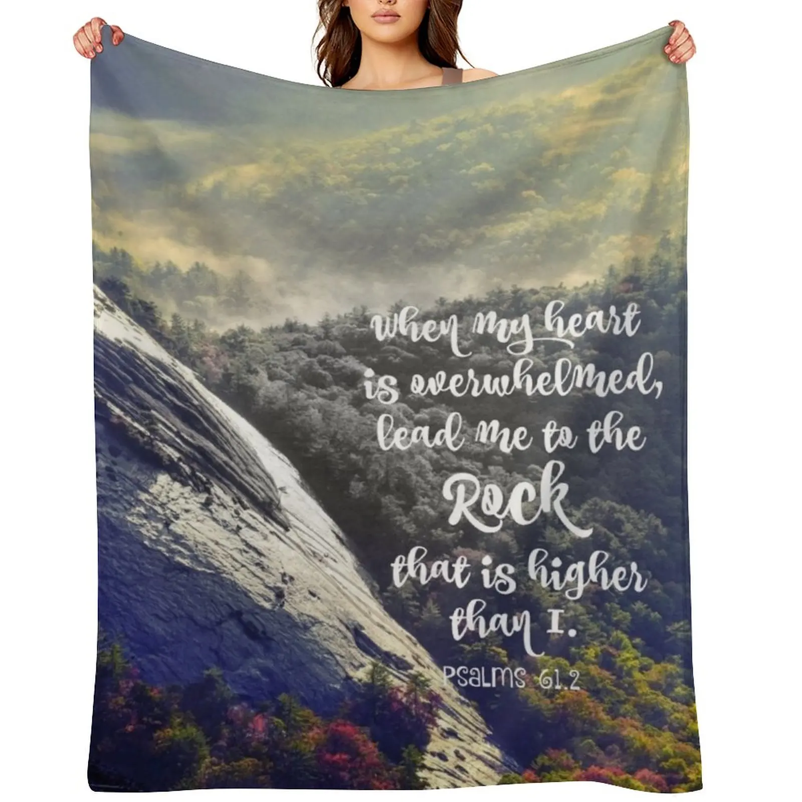 

When my Heart is Overwhelmed Bible Verse Throw Blanket Quilt Large Furrys cosplay anime Blankets