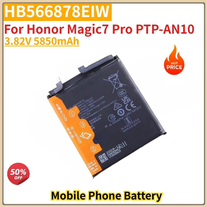 

HB566878EIW High Quality Phone Battery 3.82V 5850mAh For Honor Magic7 Pro PTP-AN10 Brand New Replacement Battery