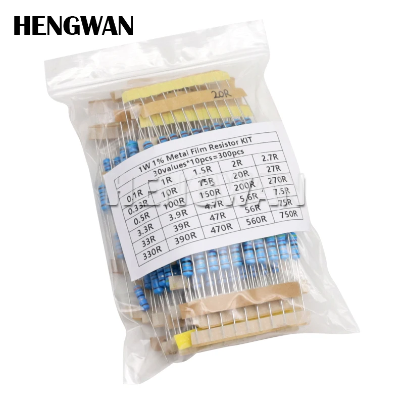 150PCS 300PCS 1/2W 1W 2W 3W Resistance 1% Metal Film Resistor Assortment Kit Set 30Kinds Each 5/10PCS 1R~750R 1K~820K Ohm