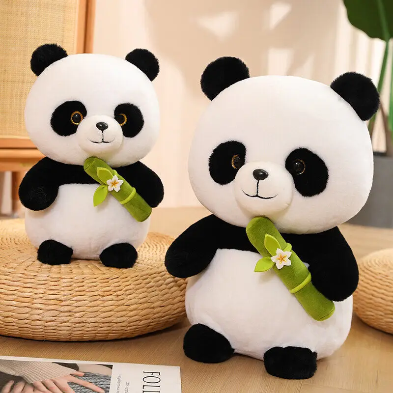 Cute Panda Flower Embracing Bamboo Doll Embracing Sleeping Cloth Panda Doll Plush Toy Birthday Gift for Children and Girls