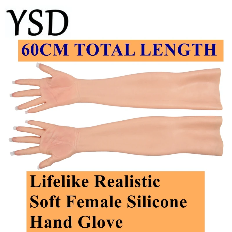 

6G Upgrade 60CM Length Lifelike Realistic Soft Female Silicone Hand Glove for Crossdresser Transgender Shemale Drag Queen