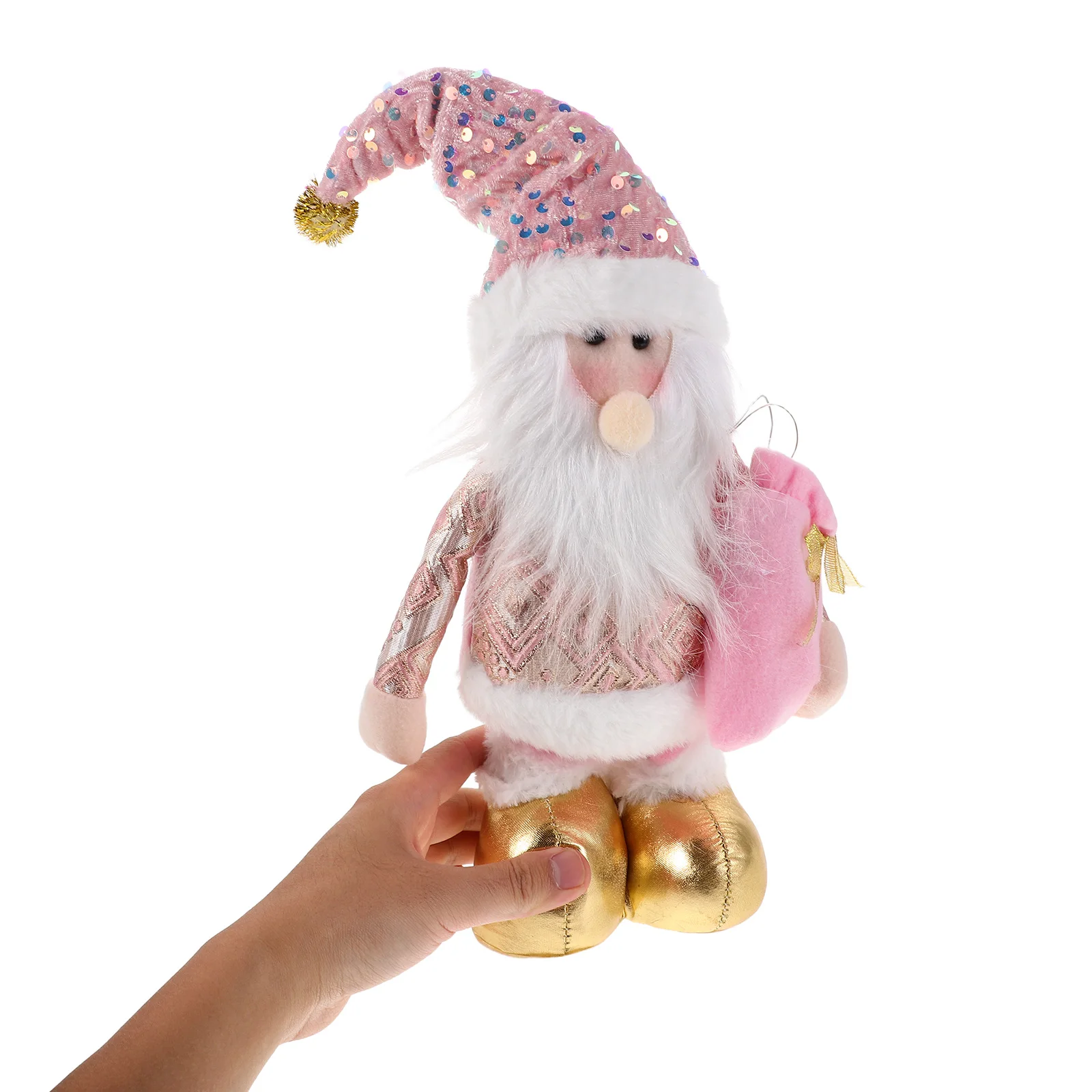 

Adjustable Christmas Pink Holiday Decorations Lights Music Home Party Telescopic Height Festive Soft Fabric Romantic Tabletop
