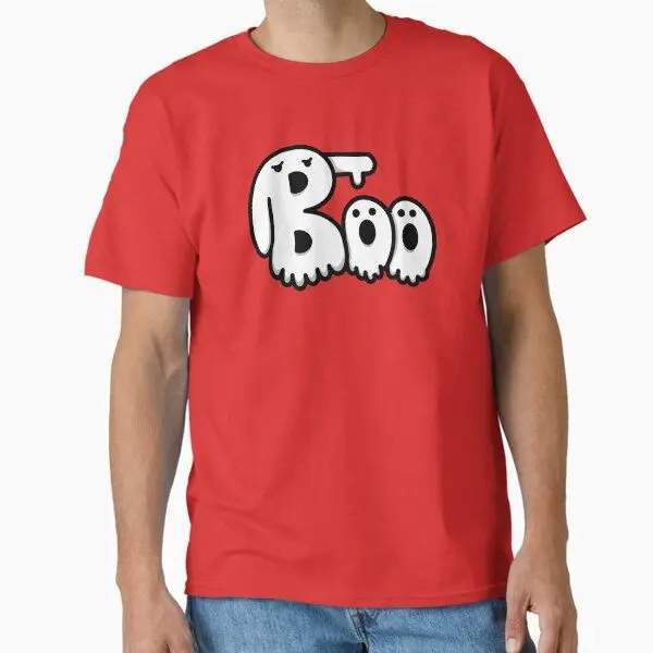 تي شيرت جديد Y2k Little Ghost Boo مطبوع فضفاض ومريح من القطن الخالص بأكمام قصيرة لكل من الرجال والنساء #1