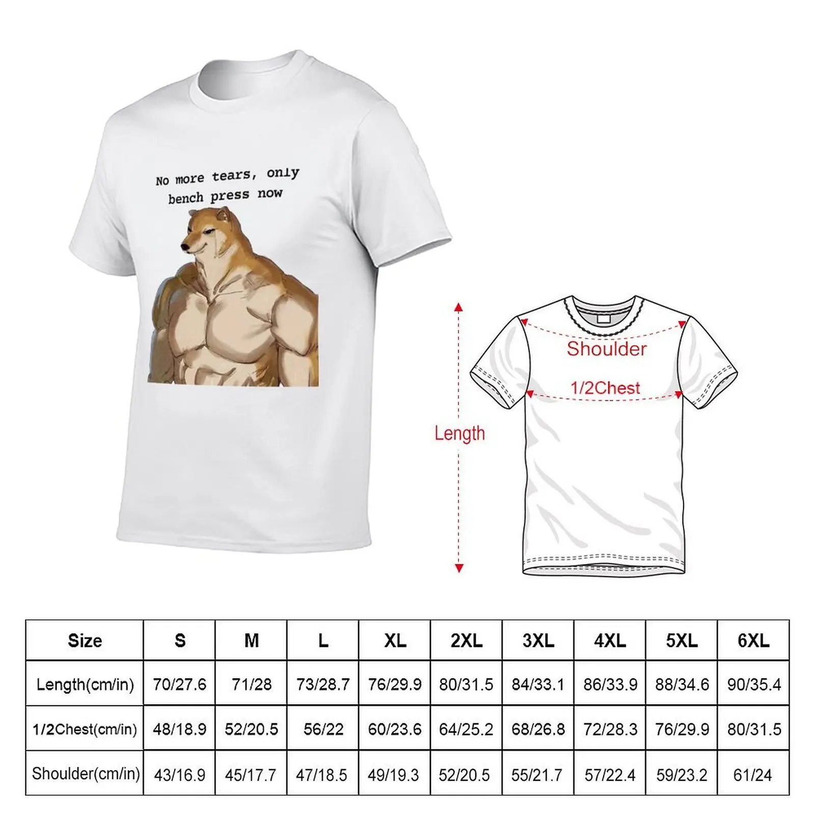 No more tears, only bench press now! T-Shirt anime figures oversize t-shirts man clothing for men