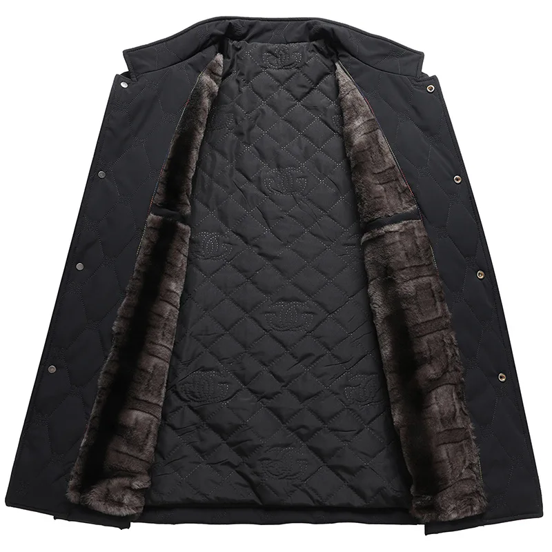 Jaqueta acolchoada de lã quente masculina, Parka de negócios, casacos casuais, casacos masculinos de meia idade e idosos, outono, inverno, marca