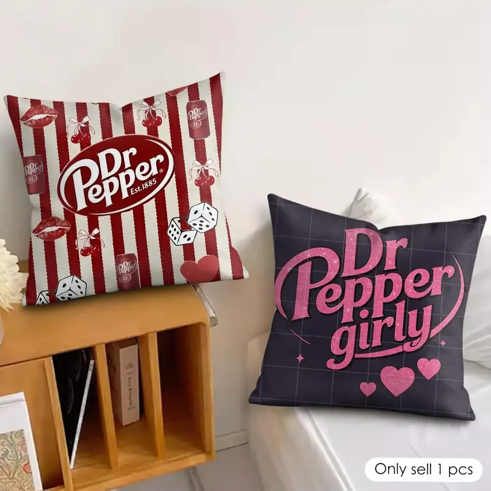 Fashion Hot D-Dr PepperS Vintage Cushion Cover Soft Plush Fabric Double-Sided Printed Pillowcase for All Seasons Home Decor
