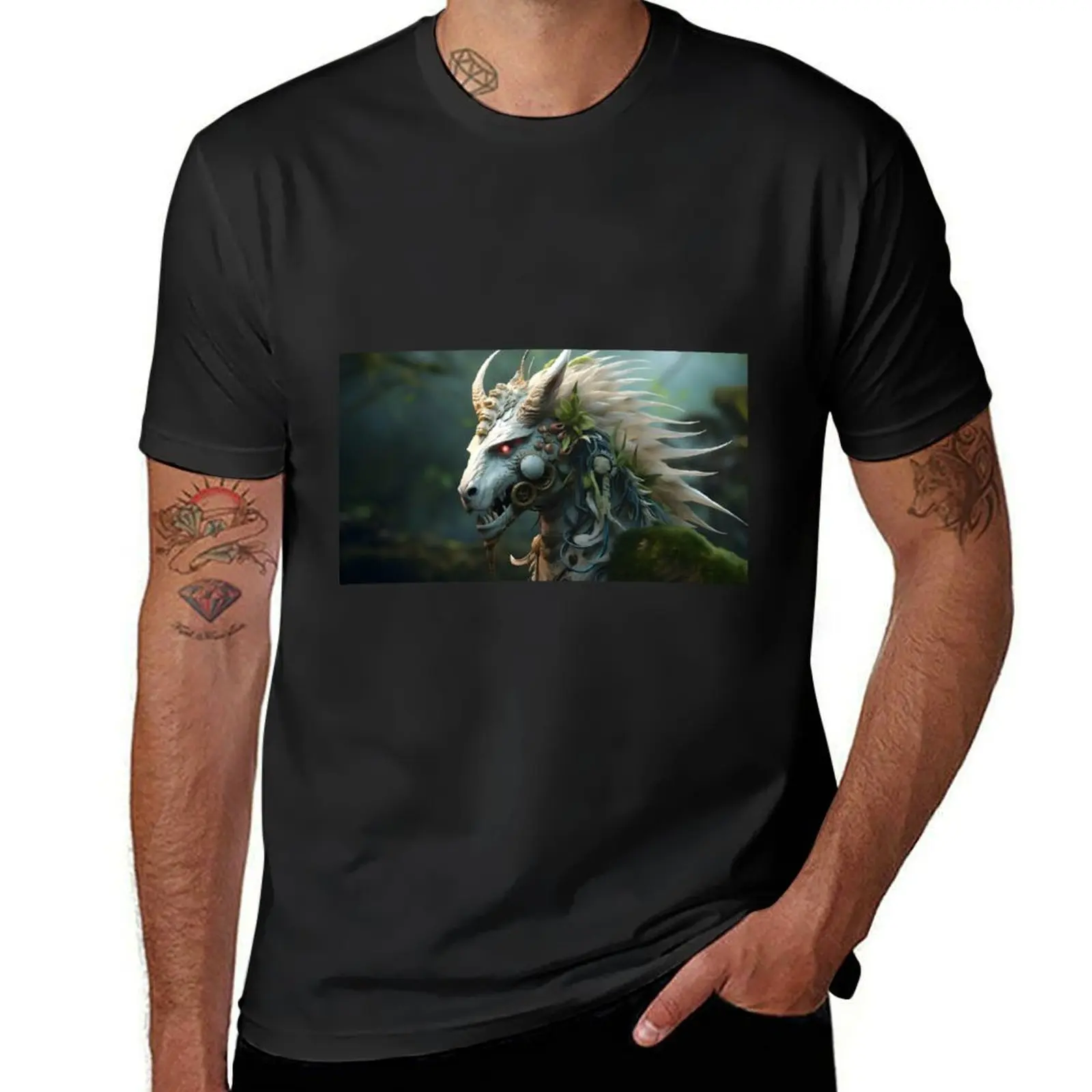 Mythical Creature Illustration T-Shirt sublime new edition plus size tops oversized fruit of the loom mens t shirts