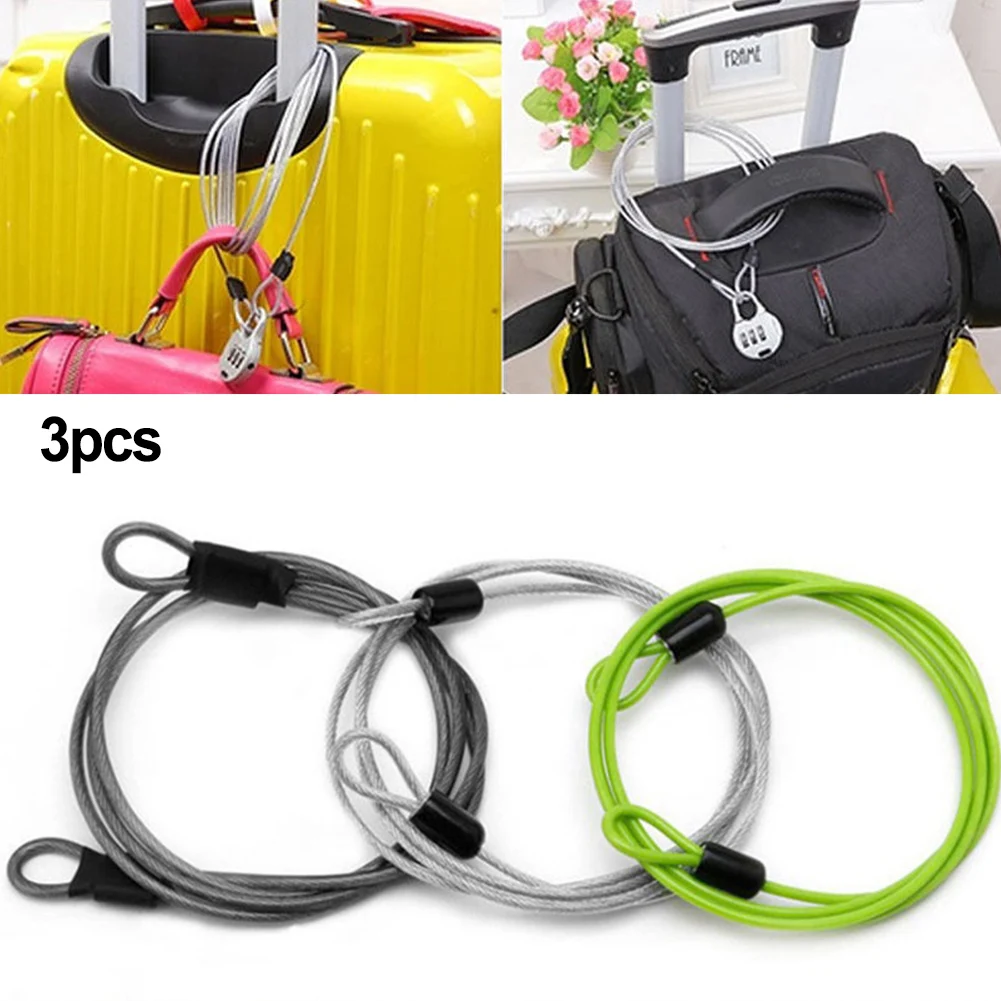 3pcs 2M Bicycle Lock Wire Rope Cycling Scooter Steel Cable Lock MTB Road Bike Anti-theft Safety Lock Line Bicycle Accessories