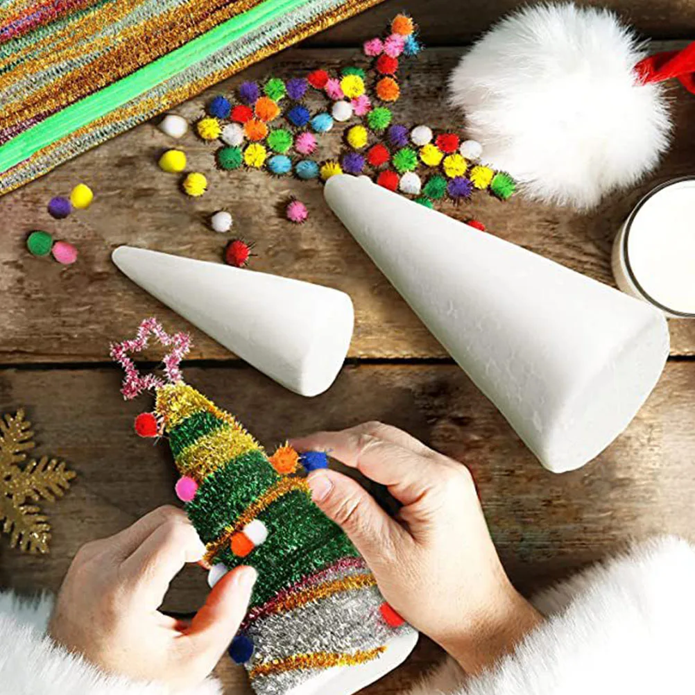 

18 Pcs Foam Cones Craft White Durable Smooth DIY Kids Church Preschool Home Decorative Safe Materials Christmas Baby Shower