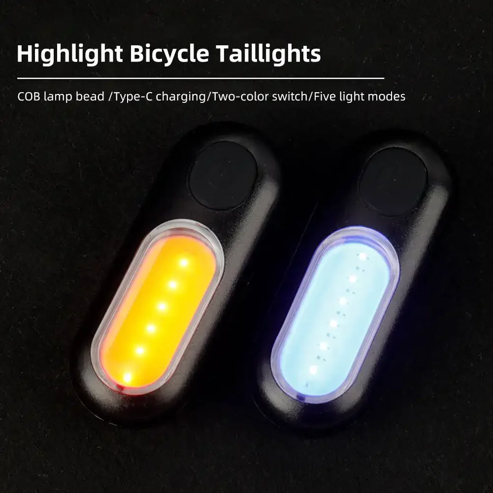 Fiets 2 lichtkleuren in 1 lamp COB LED 5 modi met modusgeheugen Oplaadbare interne Li-batterij Zadelpen en riemmontagelichten