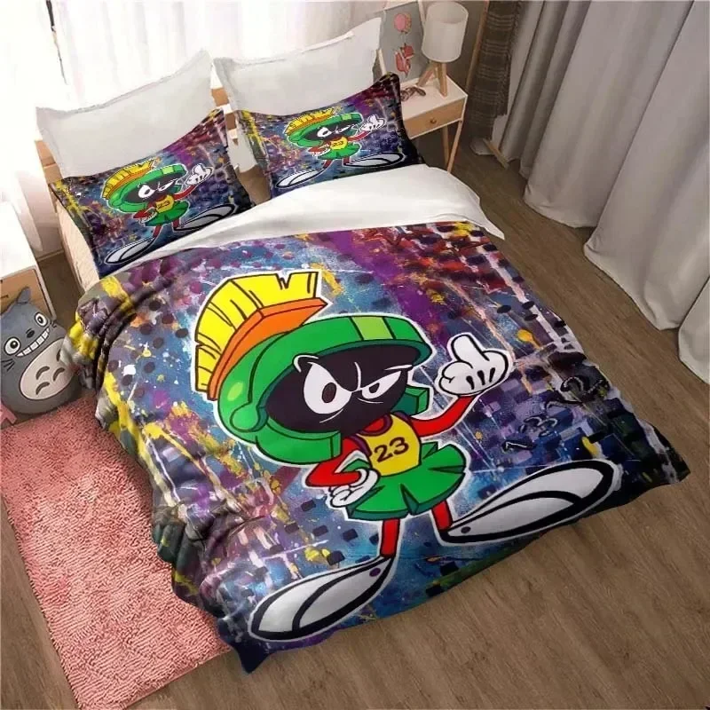 

3D Print Game Marvin the Martian Cartoon Printed Bed Set Duvet Cover Pillowcase Bedding Set Linen Sheet Quilt Cover Full Size