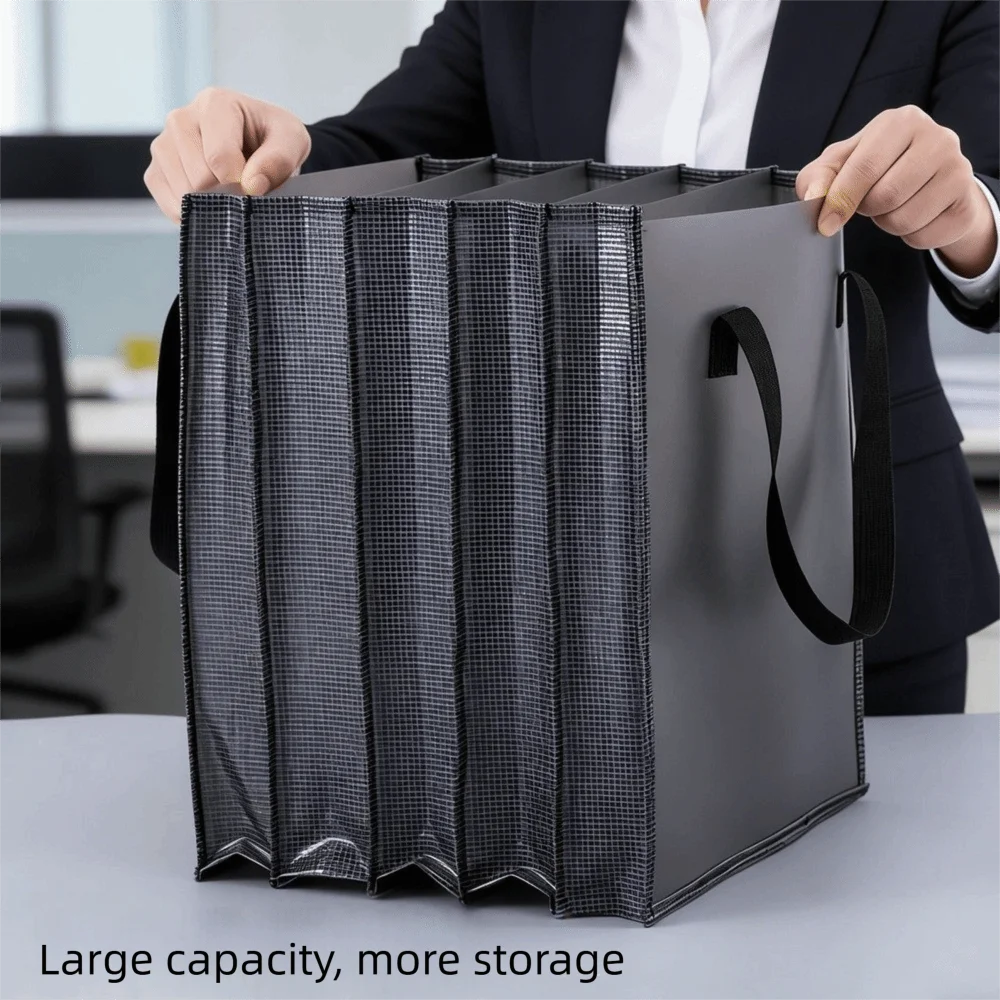 5-layer A4 Layered File Handbag Widened Large Capacity Portable Documents Organizer Paper Holder Stretchable