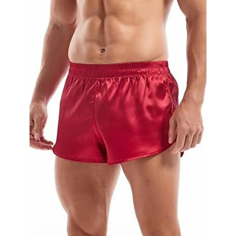 

Новые мужские шелковые шорты из сатина с боковыми разрезами, повседневные, в наличии.