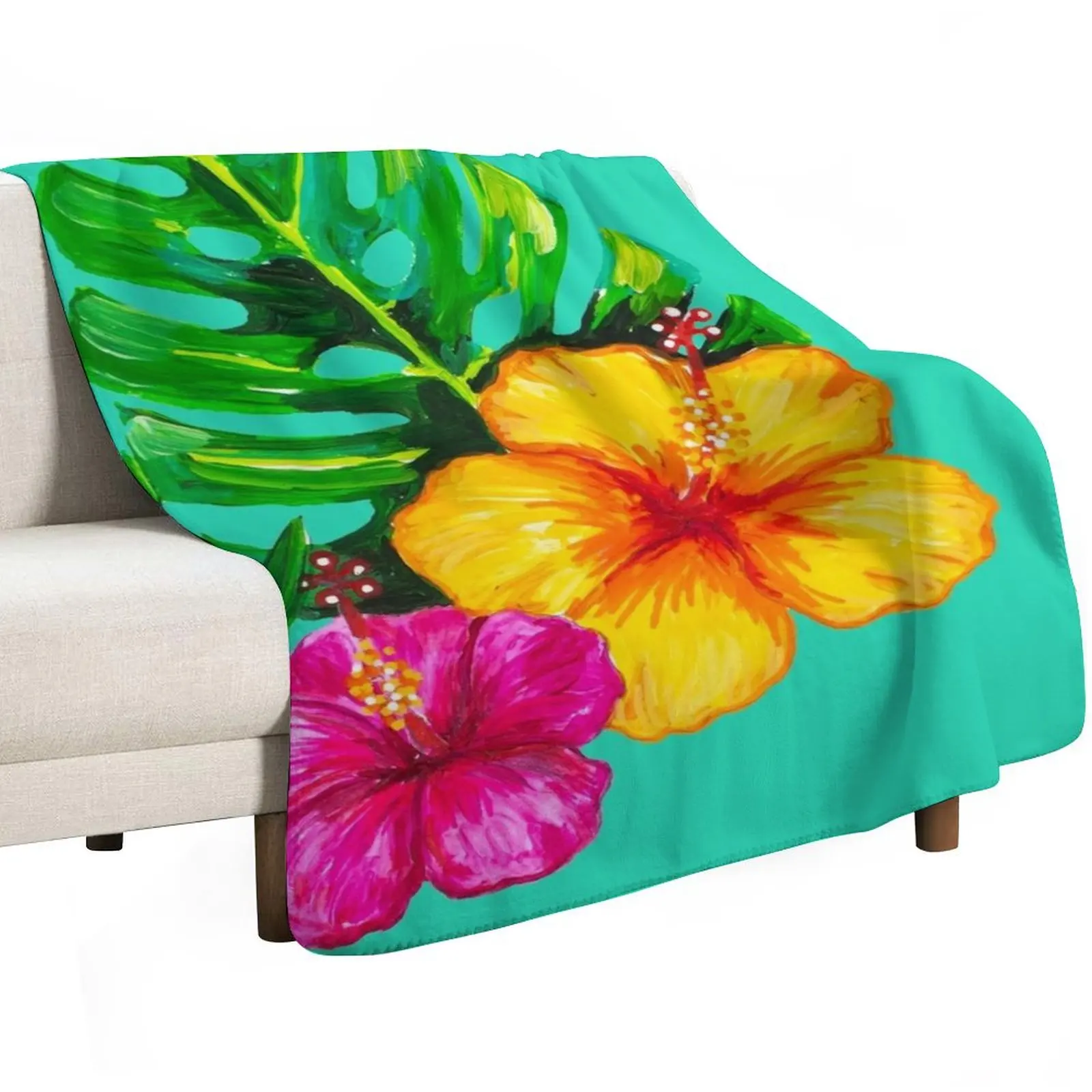 Natural Wonders - The Hibiscus Throw Blanket Hairy Bed covers sofa bed halloween Sleeping Bag Multi-Purpose Blankets