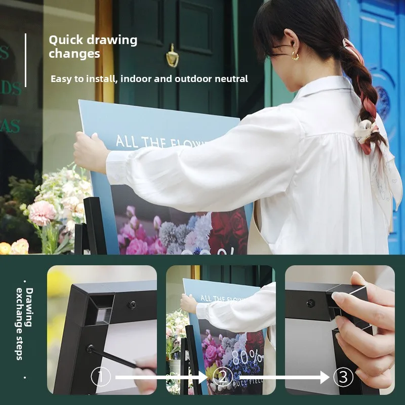 Outdoor windproof display sign vertical floor bracket kt board display rack vertical display stand