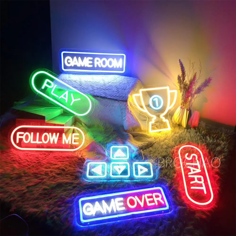 Game Neon Sign Led Lights USB Gaming Room Decor Bedroom Wall Neon LED Sign Custom Neon Light Home Decor Bar Party Birthday Gifts