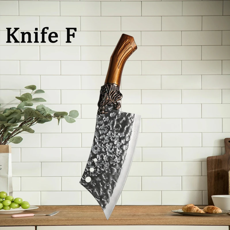 NONE Handgefertigtes geschmiedetes Küchenmesser, Fleischschneidemesser, Ausbeinmesser, multifunktionale Küchenmesser, Schmiedelmesser, Schneidemesser 10