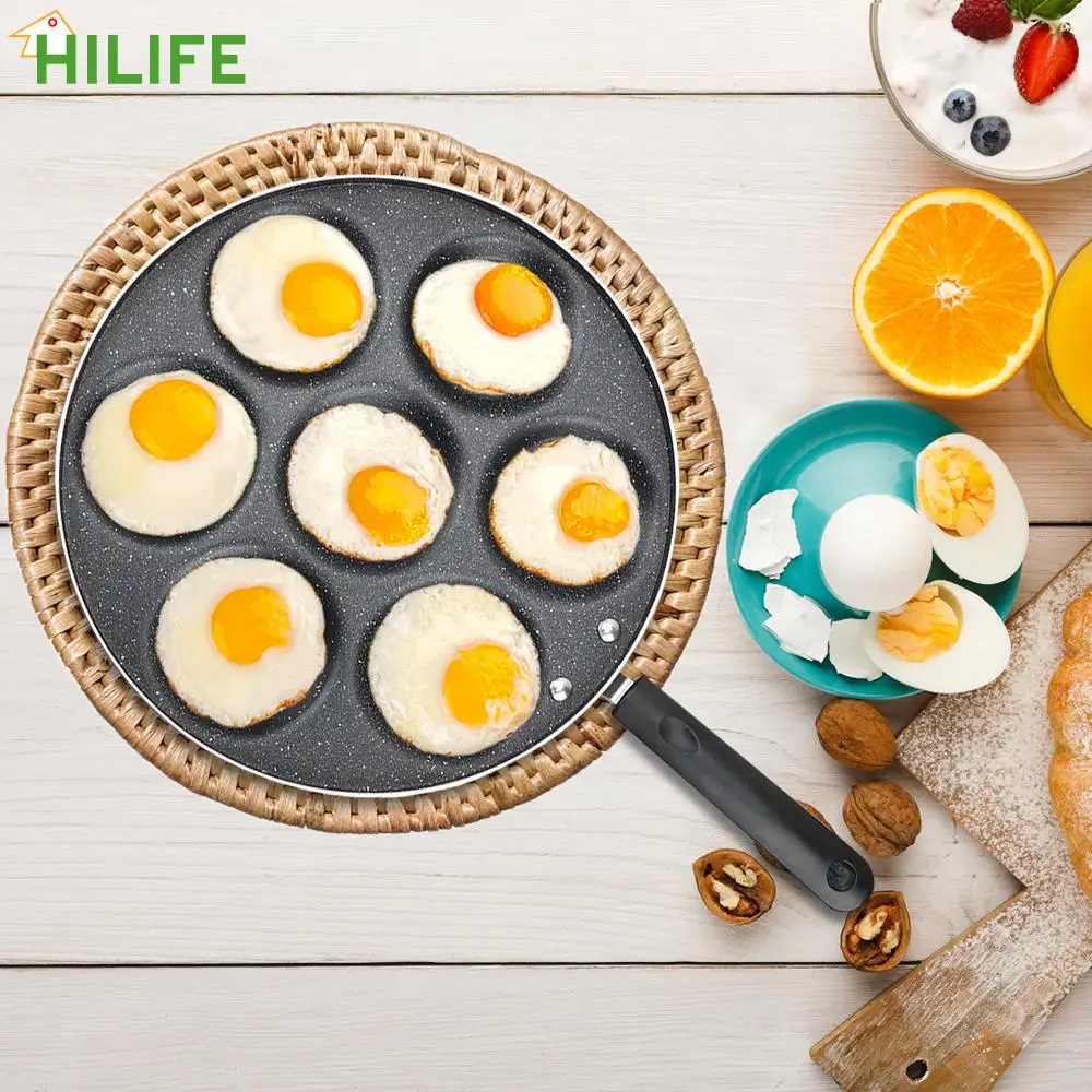

4/5/7-hole Frying Pot Non-stick Egg Pancake Steak Pan Cooking Egg Ham Pans Breakfast Maker No Oil-smoke Thickened Omelet Pan