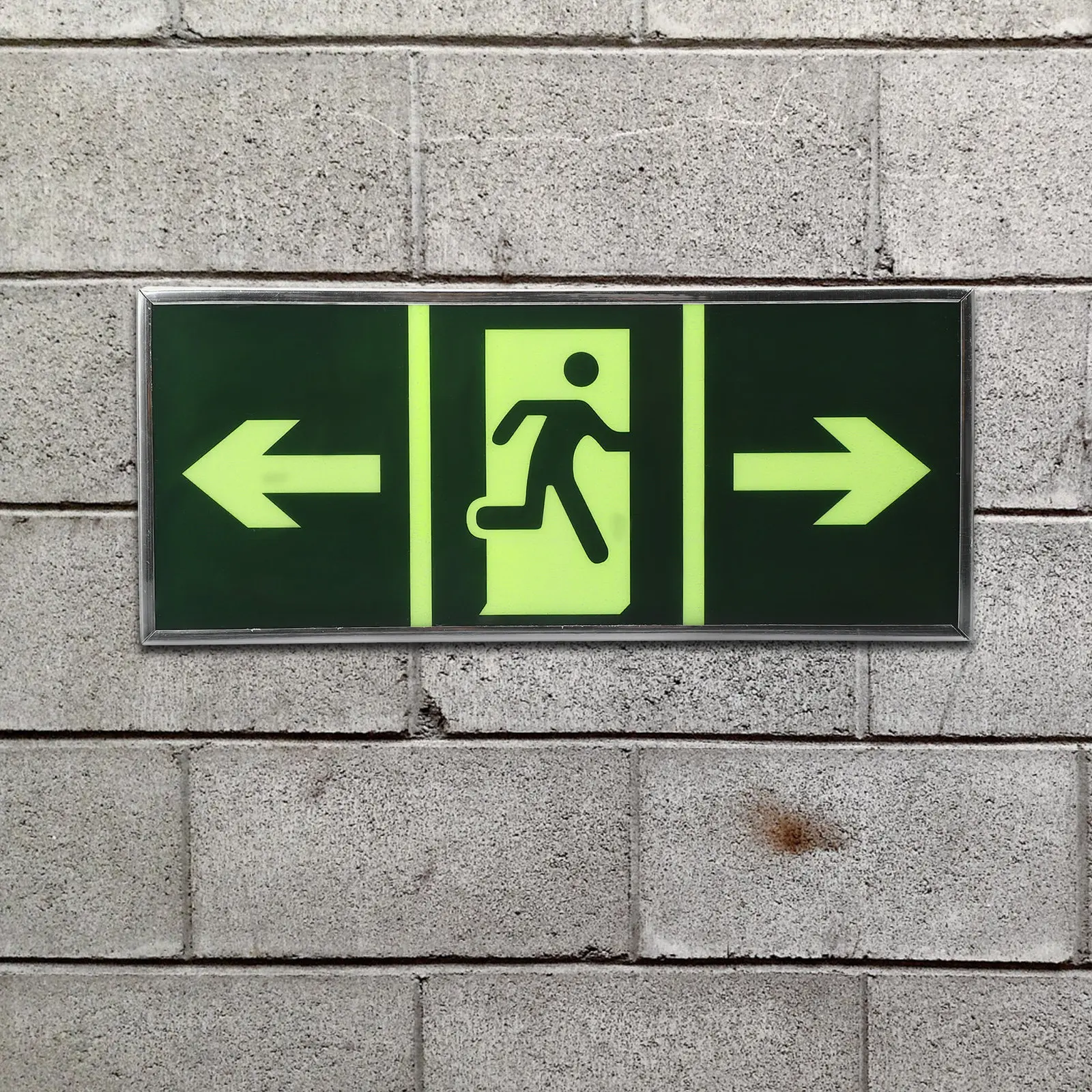 2Pcs Luminous Exit Sign Acrylic Emergency Exit Indicator Wall Sticker Safety Evacuation Guide Glow Non Power Save