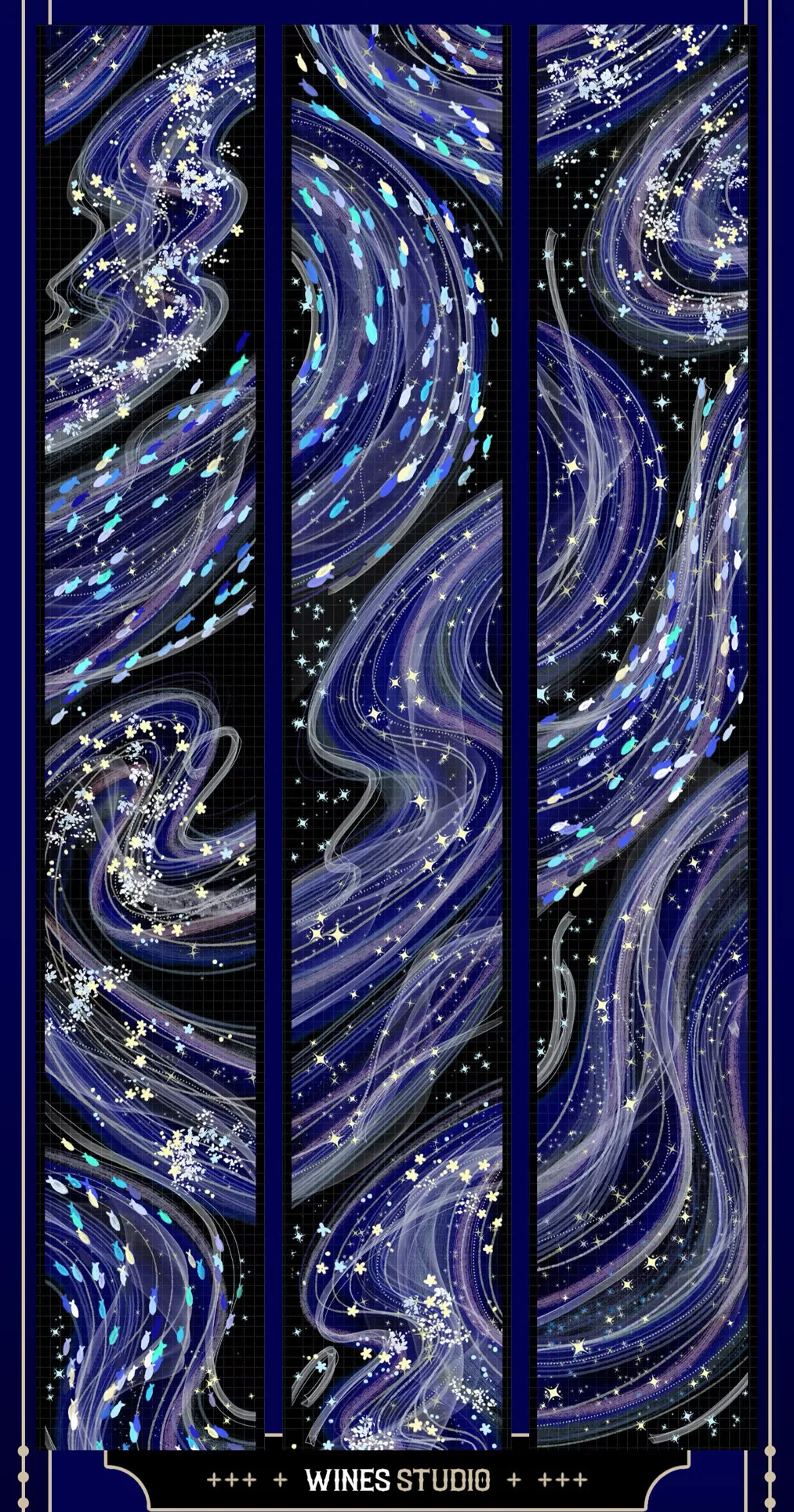 

Washi Pet Tape 1 Loop Galaxy Heron 1.6 Meters Pet Shell Light Blue Galaxy Ocean Fish Wines Notebook Goo Card