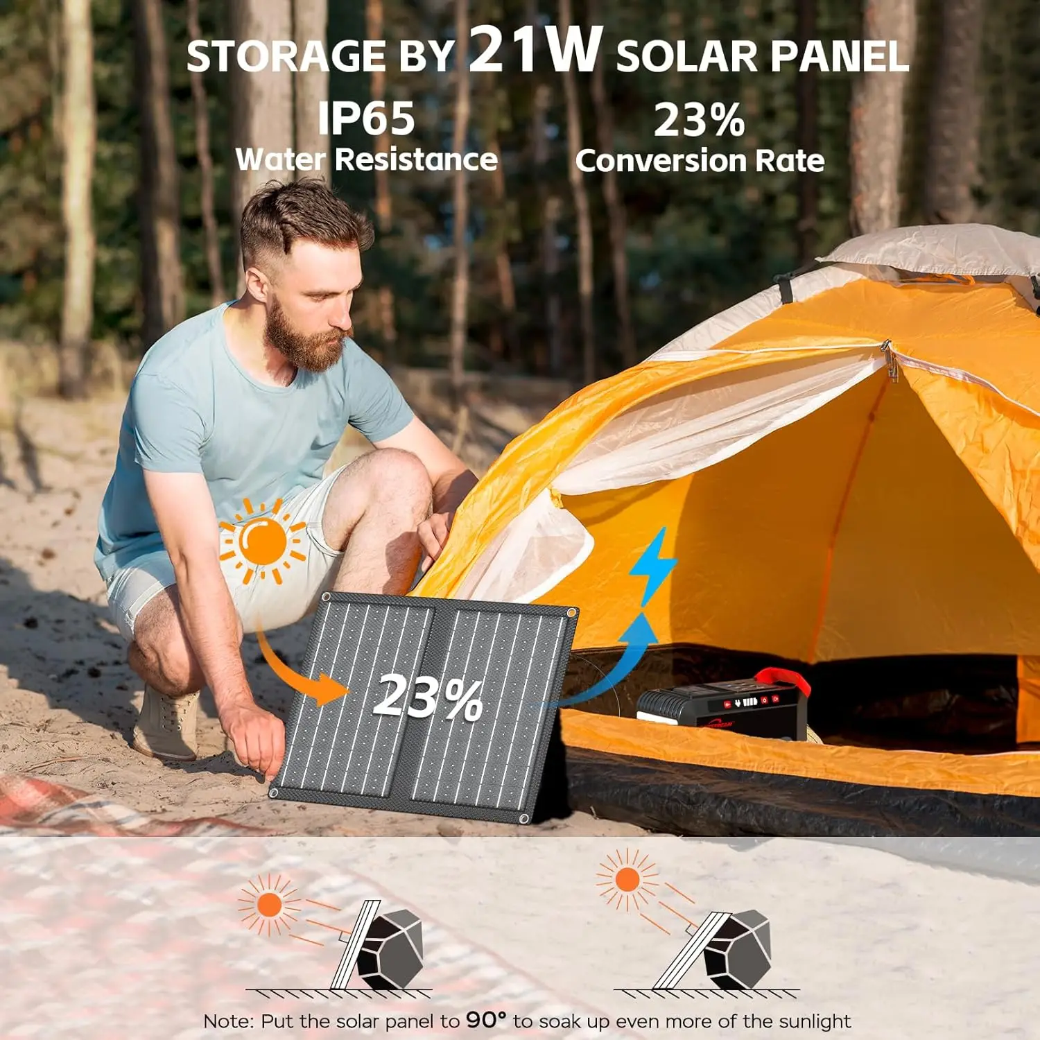 Solar-Generator-24000mAh-Portable-Power-Station-with-21W-Foldable-Solar-Panel-and-Portable-Camping-Light-Included