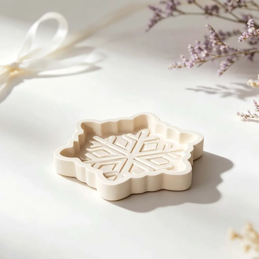 DIY Christmas Tray Mold Silicone Easy Release Xmas Plate Ornament Mold Non-stick Heat-resistant Epoxy Resin Plaster Wax Mold