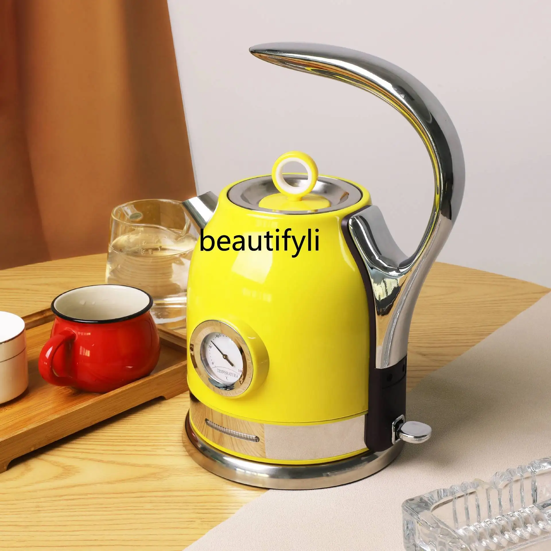 กาต้มน้ําไฟฟ้าสแตนเลสทนความร้อนสองชั้นไฟฟ้าขัดข้องอัตโนมัติเต็มรูปแบบ