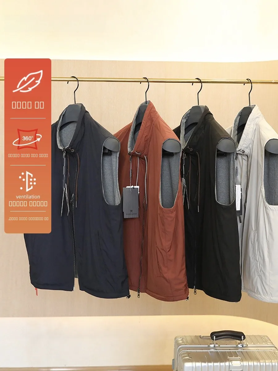 

Модный двусторонний эластичный жилет с воротником-стойкой для мужчин, весна 2023, новинка, молодежный тренд, приталенный крой