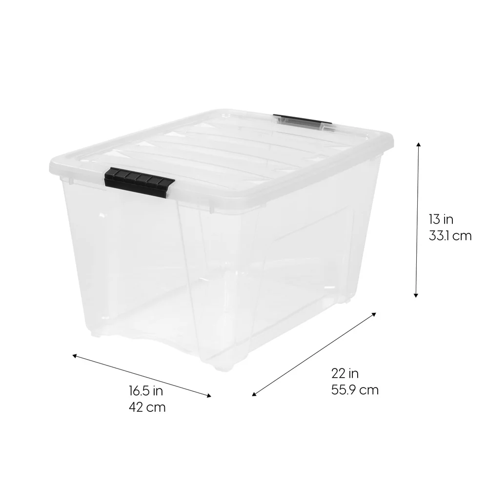 53 Qt Plastic Storage Bin with Lid Stackable Containers Durable Totes Home Garage Office Organizing Clutter Control Easy Carry