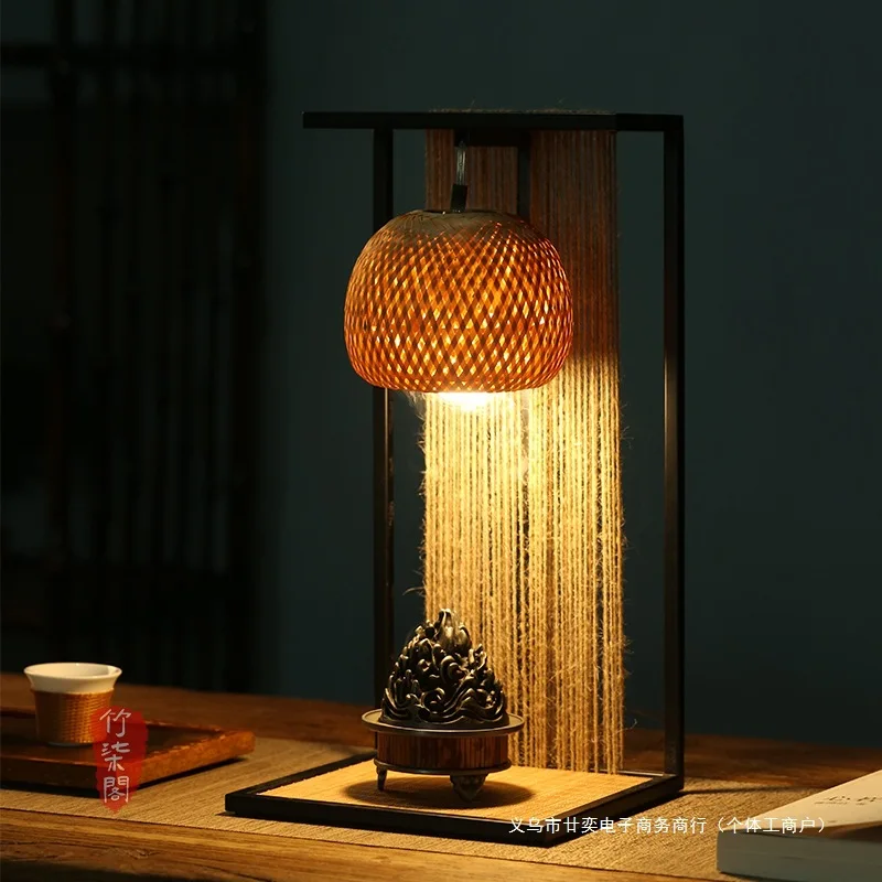 

Handmade bamboo desk lamp, Chinese lantern, nostalgic tea set, bamboo products