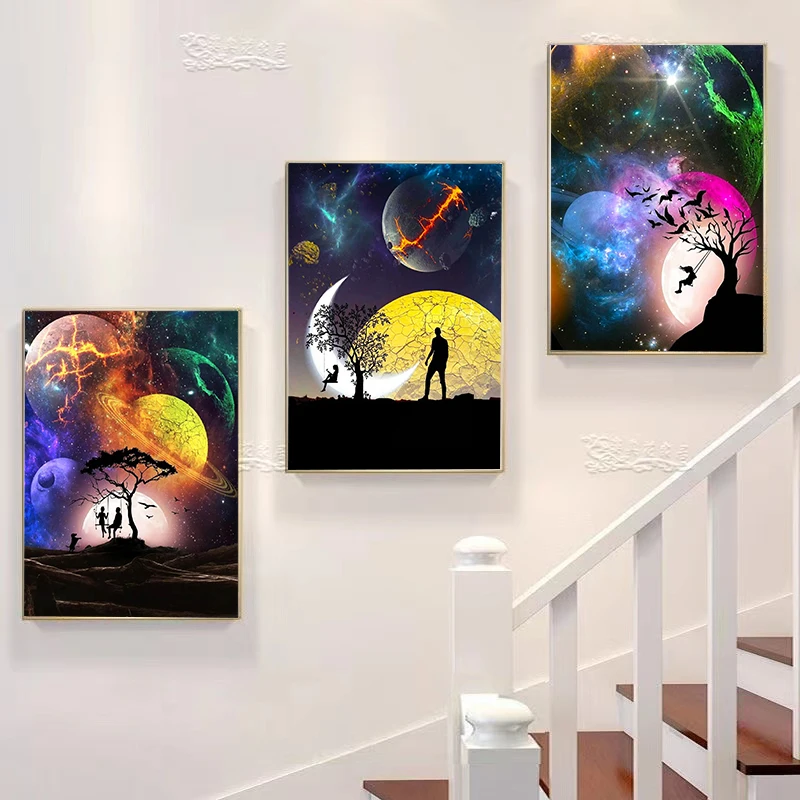 CHENISTORY 40x50cm malowanie numerami Moonlight pary malowanie według liczb, na płótnie DIY numer malarstwo dekoracje Home Decor prezent