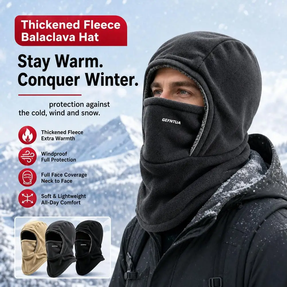 Cold and Wind Resistant Full Face Mask Velvet Thickened Anti Cold Electric Motorcycle Ski Face Mask Warm Windproof Cover Hat