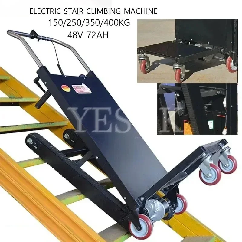 400KG Electric Stair Climbing Vehicle Cargo Handling Cart Crawler-Type Up And Down Folding Hand Trolley 150/250/350KG 48V 72AH