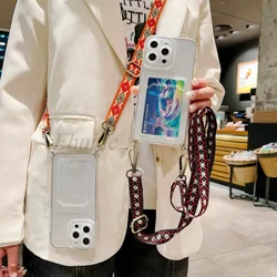 Vintage Strap Case For Samsung Galaxy S26 S25 Ultra S24 FE A36 A16 A55 A35 A17 Crossbody Lanyard Wallet Card Crystal Clear Cover