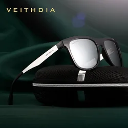VEITHDIA Sunglasses Square Retro Vintage Polarized UV400 Lens Eyewear Sun Glasses For Men/Women 6110 -Stainless Steel + TR90