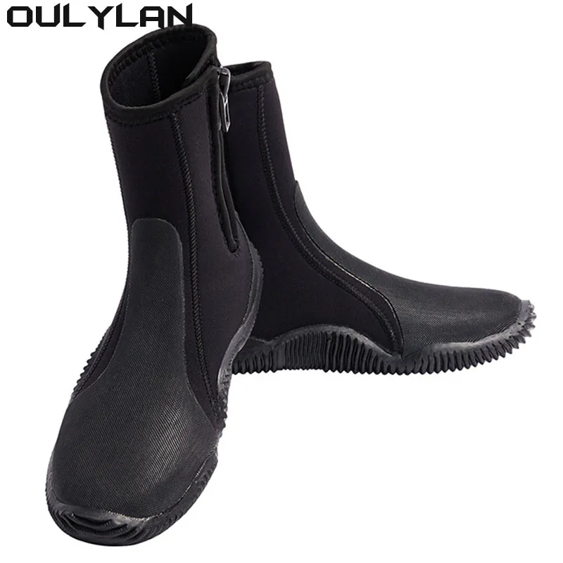 Oulylan Wetsuit Booties With Anti-Slip Rubber Sole  Zipper For Surf Scuba 1 Pair Premium Neoprene Diving Boot 5m Water Shoes