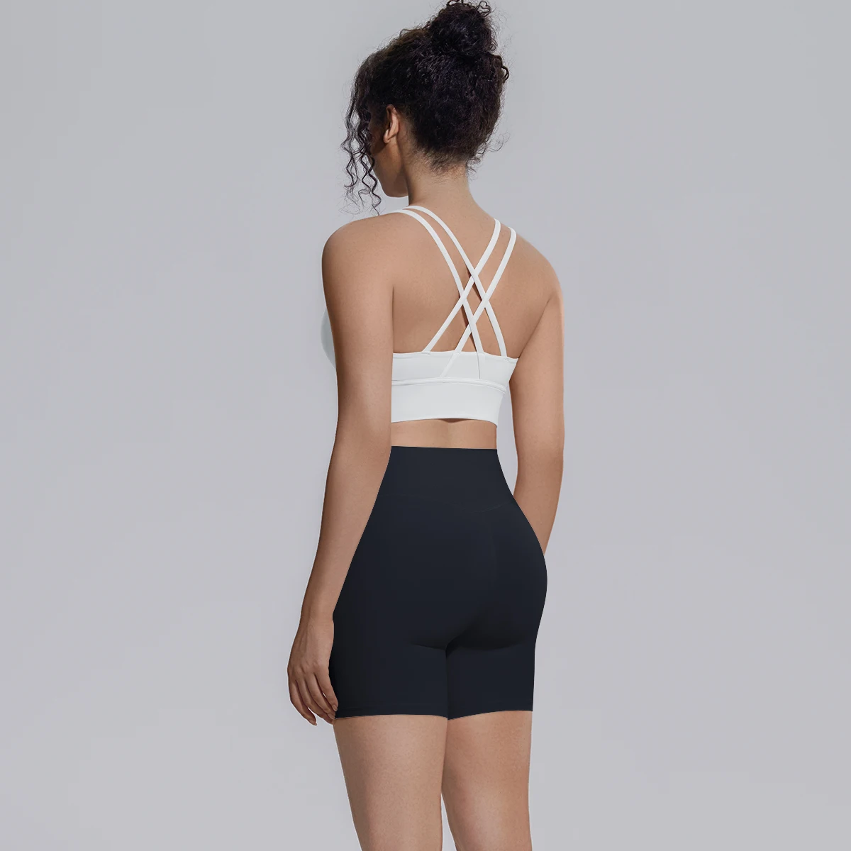 2-teiliges Yoga-Set, atmungsaktiv, für Sommer, Laufen, Radfahren, rückenfreier Sport-BH, High-Waist-Shorts mit Peach-Butt-Effekt, Fitness-Shorts, Gym-Yoga-Set – Detail 23