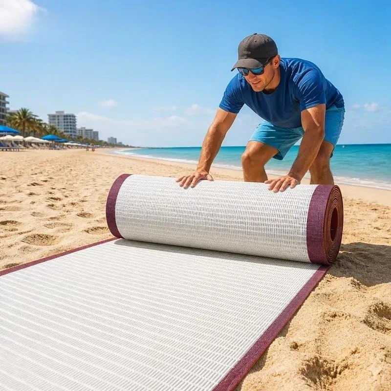 Beach Wheelchair Mat, Durable Polyester Walkway, Portable Easy Install for Elderly Disabled