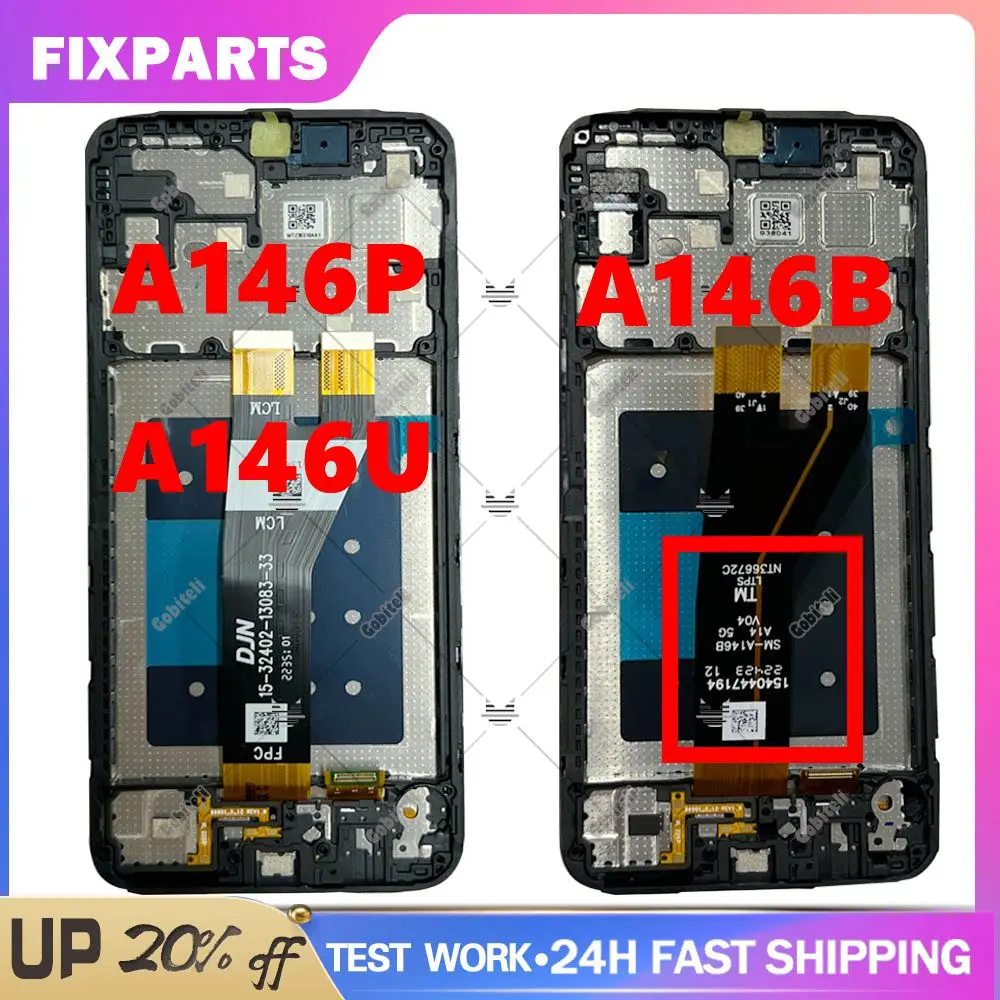 

6.6"A145G A146 Display For Samsung Galaxy A14 5G LCD Touch Panel Screen Digitizer A146B A146P A146U LCD Assembly With Frame