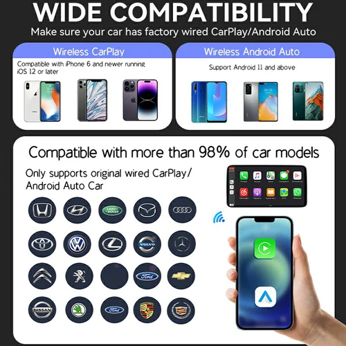 Imagen 2 del producto Dongle CarPlay inalámbrico de alta calidad, compatibilidad Universal, Mini adaptador portátil Android Auto, conexión estable Plug & Play