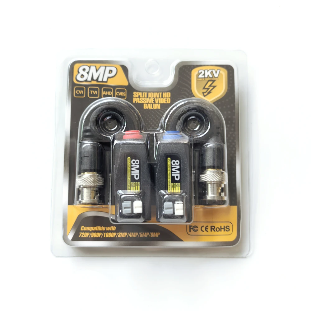 1/2/5/10 Pairs 8MP CVI/TVI/AHD BNC Cat5 CCTV UTP Video Balun Transceiver for Security Camera AHD Video Transmission