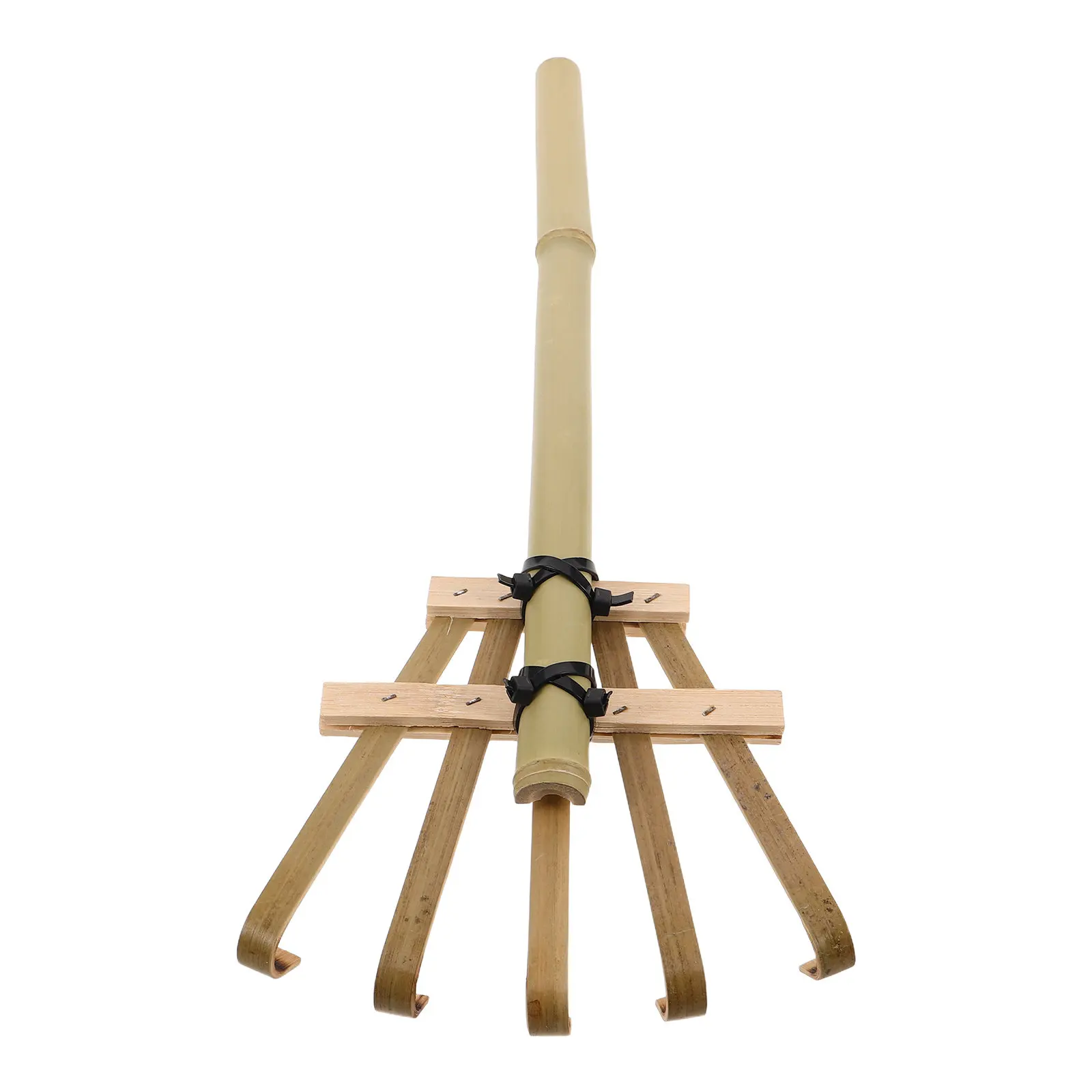 

Бамбуковые садовые грабли с эргономичной ручкой, прочный ландшафтный инструмент для ухода за газоном, сбора листьев, уборки травы, ландшафтных работ на участке