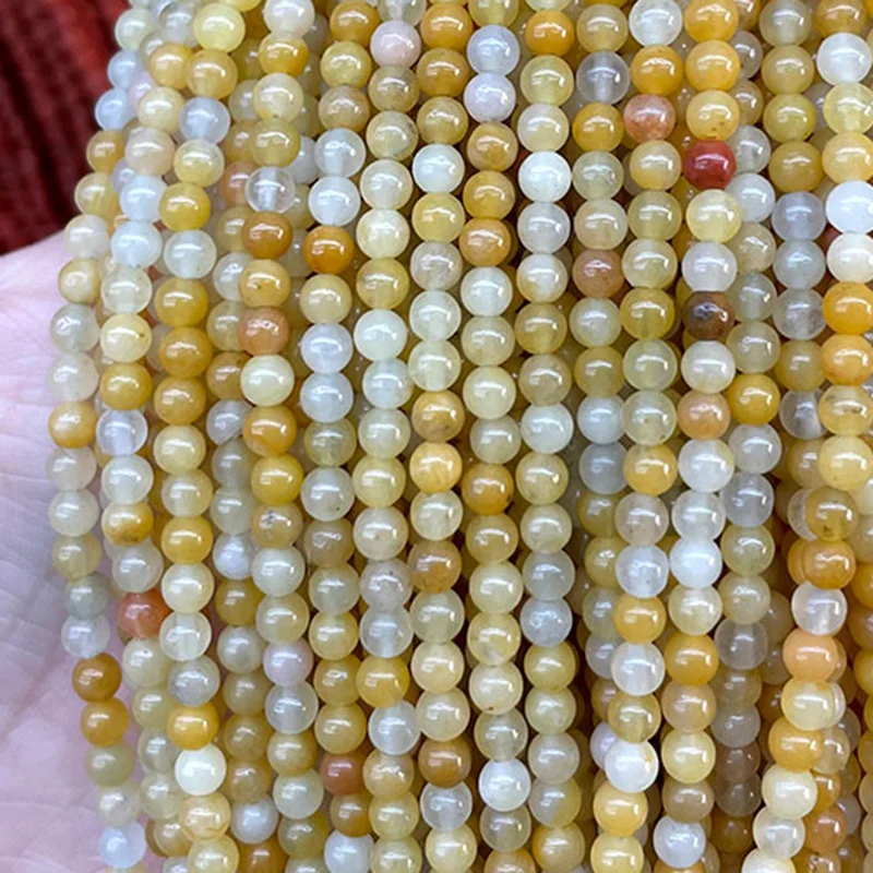 Natural Stone Beads 2 3 4MM Yellow Topaz Round Loose Spacer Bead for Jewelry Making DIY Bracelet Necklace Accessories Charm