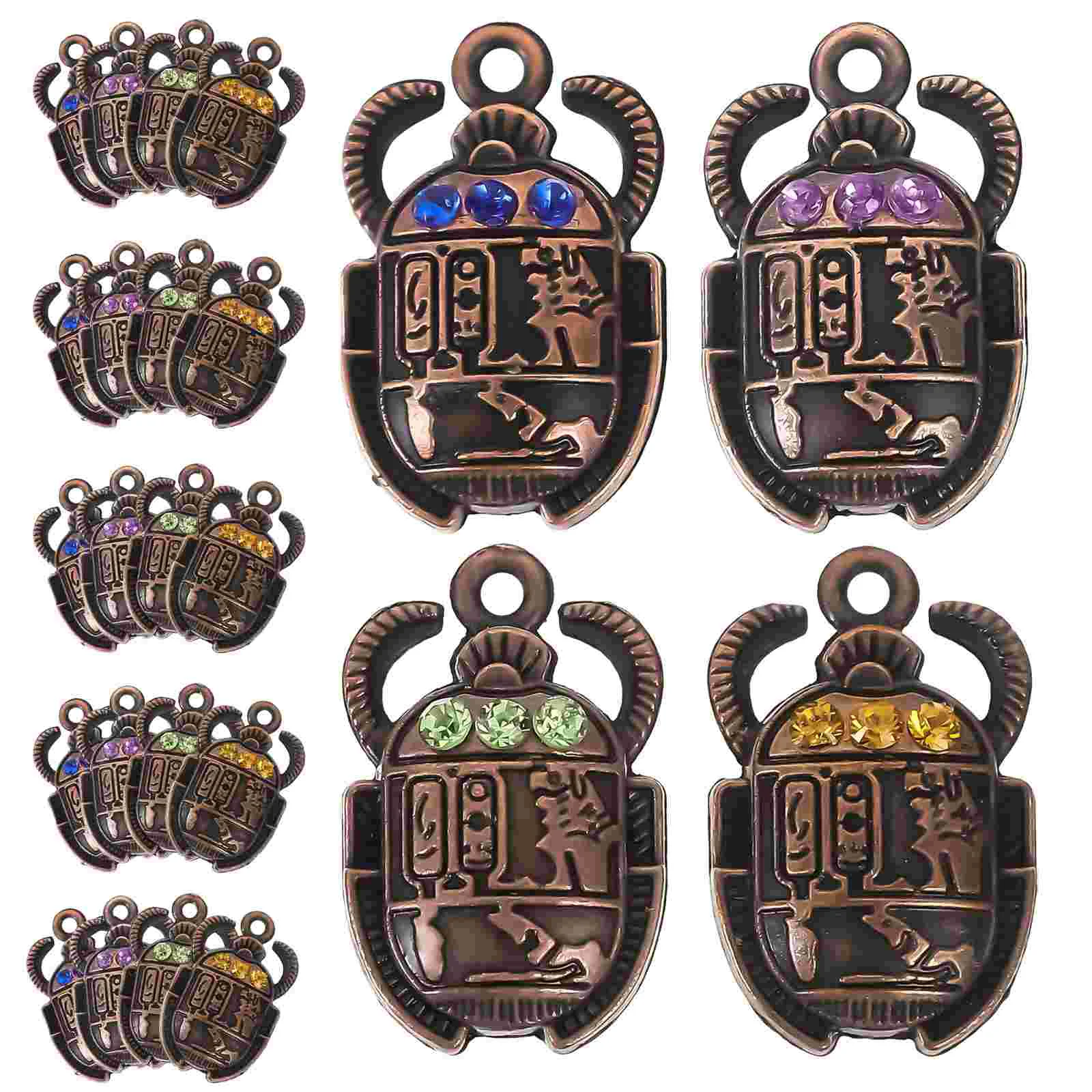 40 Pcs Small Charms for Crafts Scarab Pendant Metal Earrings Beetle Jewelry Making Material Key Shackle