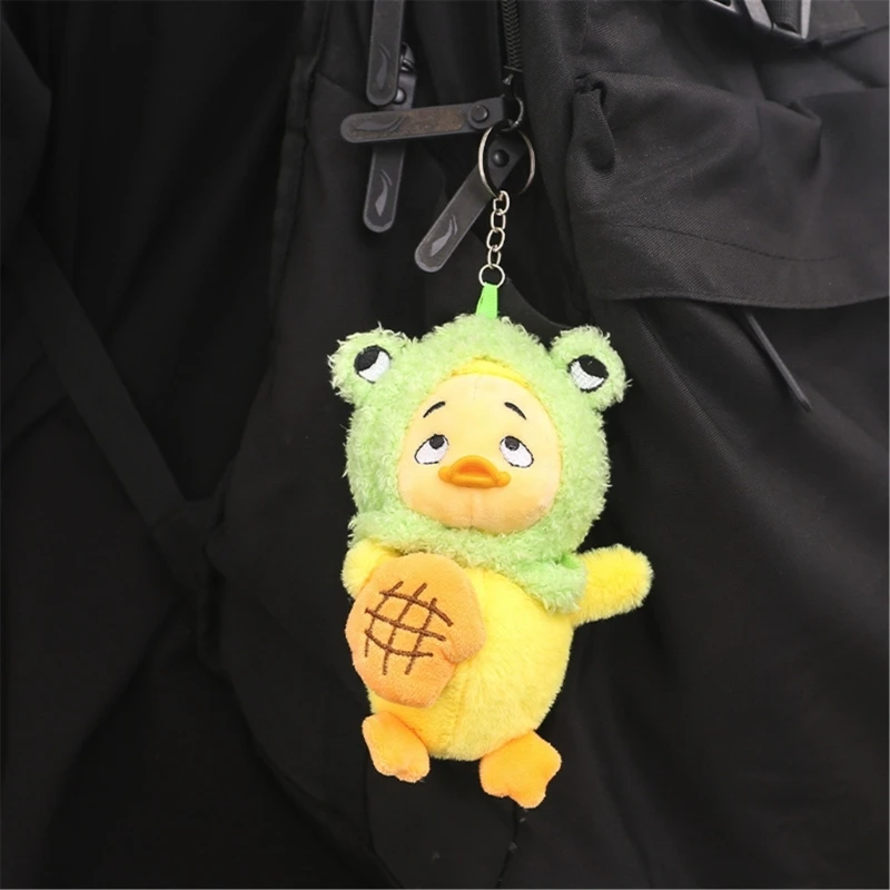 Plush Duck Pendant Carkey Hanging Ornament Lovely Duck School Bag Pendant 14cm Animal Keyring Backpack Decors Kids Gift