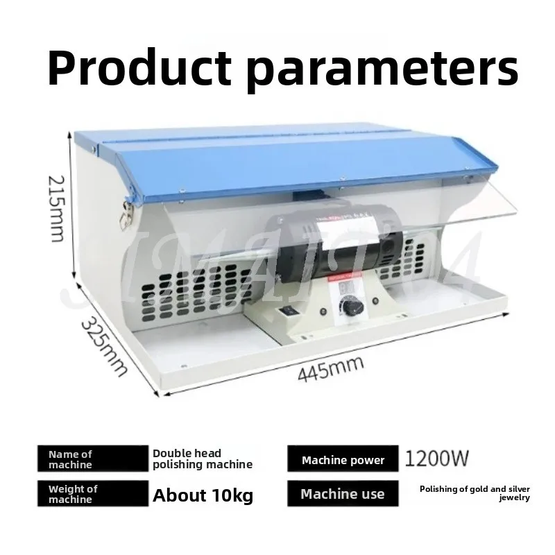 1200W Small Desktop Double-head Polishing Machine, Digital Display with Lamp Speed Regulation, Grinding Cloth Wheel Machine