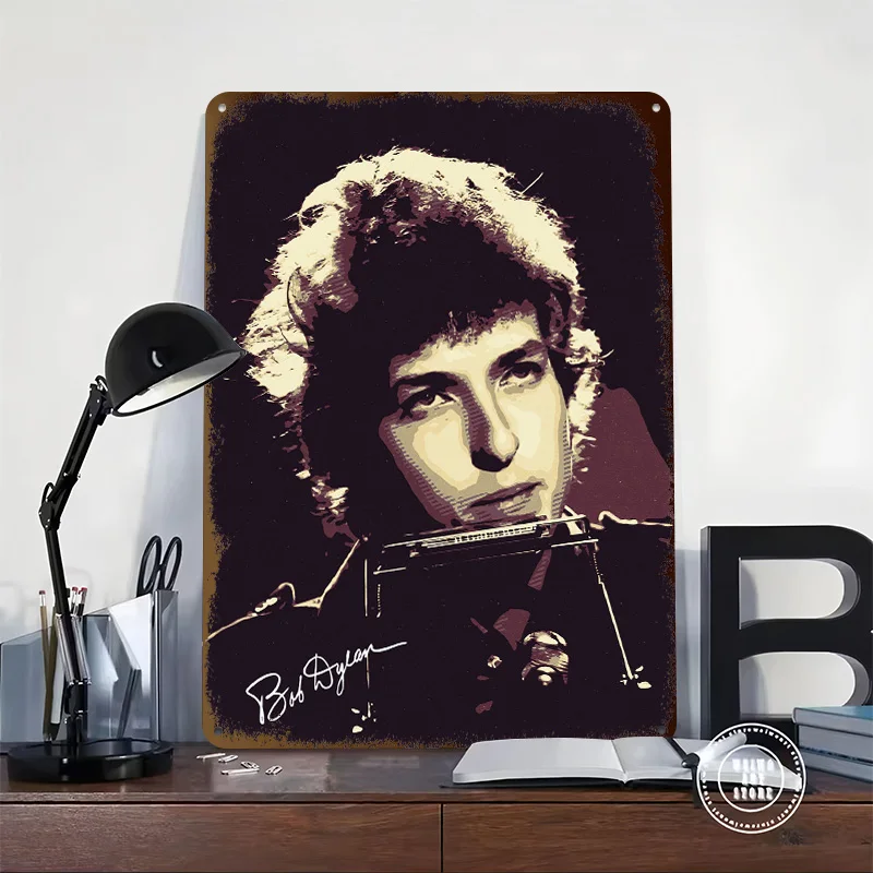Bob Dylan Retro Art Poster Retro 3D Printed Metal Signs Customized Wall Hanging Gift for Modern Home Decoration Gaming Wand Deko